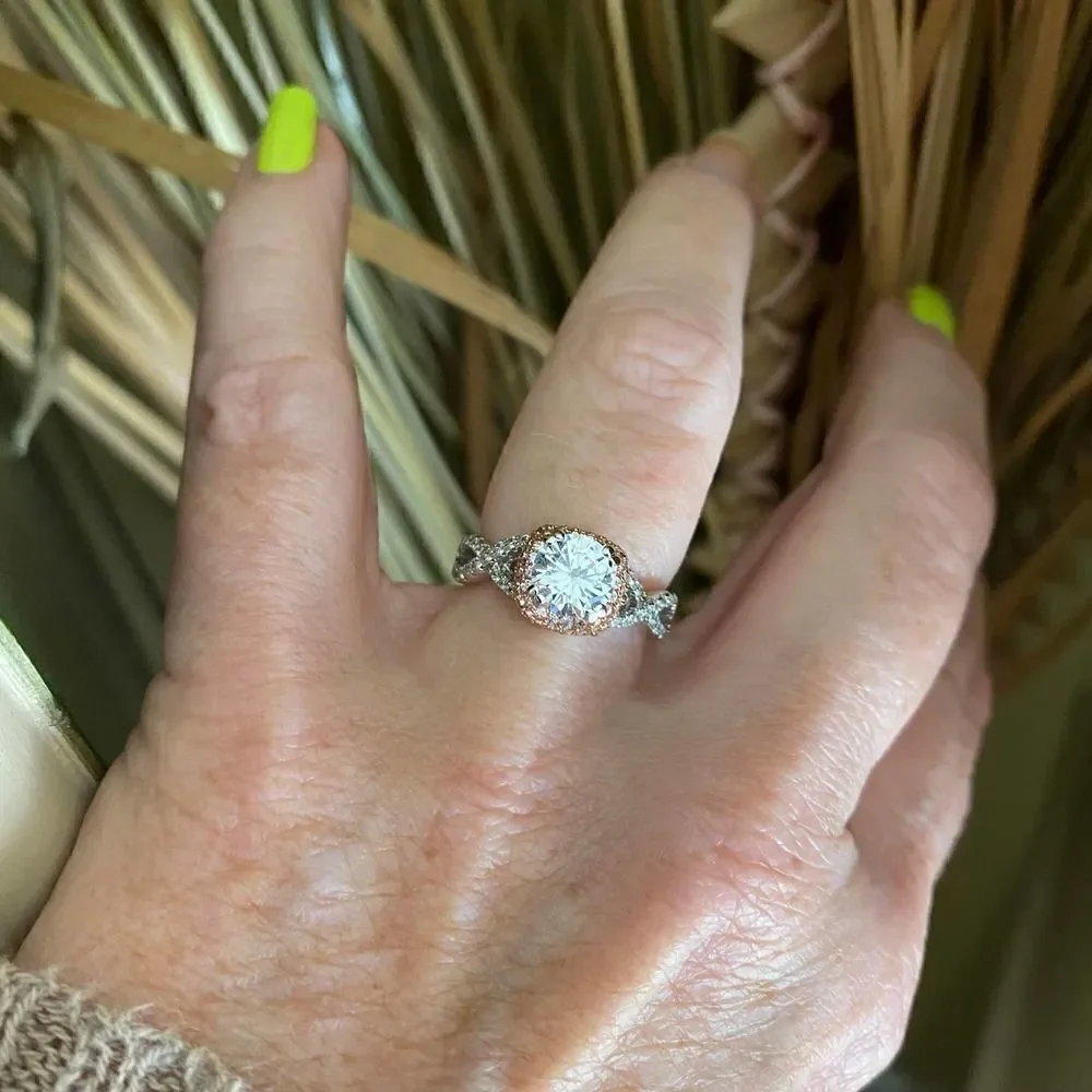 Sterling Silver 14K Twisted Two Tone Clear CZ Ring